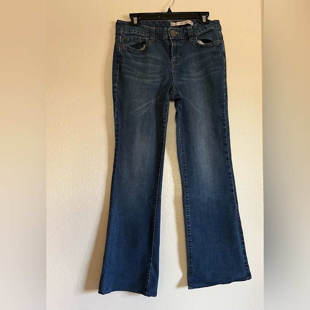 DKNY Jeans Womens 10 Blue Denim Mid Rise Flared Leg